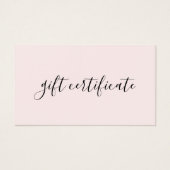 Certificat cadeau d'entreprise rose pastel moderne (Devant)