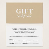 Certificat cadeau d'entreprise simple et élégant (Devant & derrière)