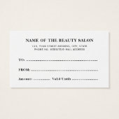 Certificat cadeau d'entreprise simple et élégant (Dos)