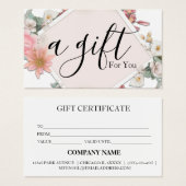 Certificat cadeau d'entreprise simple et moderne (Devant & derrière)