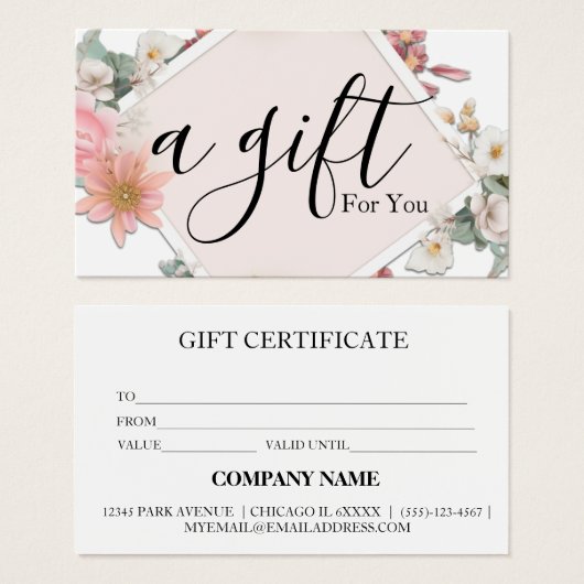 Certificat cadeau d'entreprise simple et moderne (Devant & derrière)