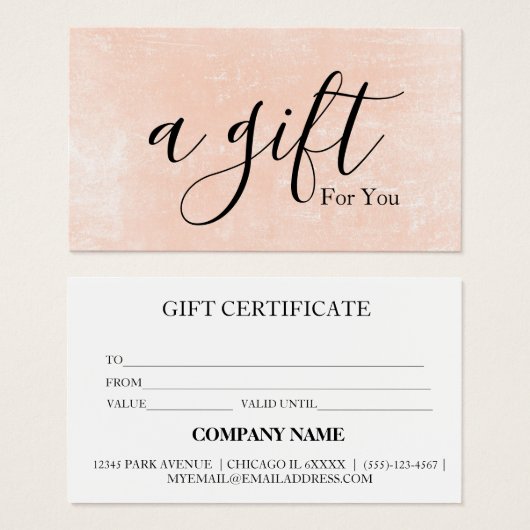 Certificat cadeau d'entreprise simple et moderne (Devant & derrière)