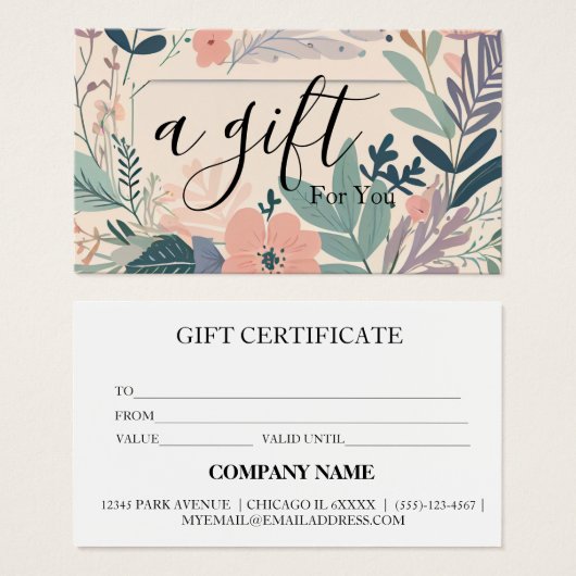 Certificat-cadeau d'entreprise simple et moderne (Devant & derrière)