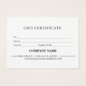 Certificat cadeau d'entreprise simple et moderne (Dos)