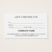 Certificat cadeau d'entreprise simple et moderne (Dos)