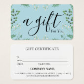 Certificat cadeau d'entreprise simple et moderne (Devant & derrière)