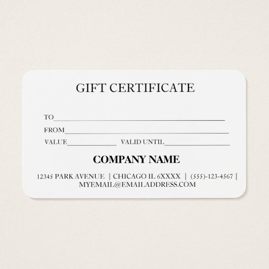 Certificat cadeau d'entreprise simple et moderne (Dos)