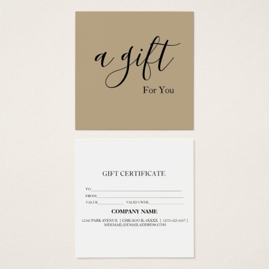 Certificat cadeau d'entreprise simple et moderne (Devant & derrière)