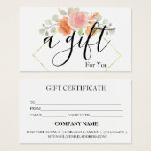 Certificat cadeau d'entreprise simple et moderne (Devant & derrière)