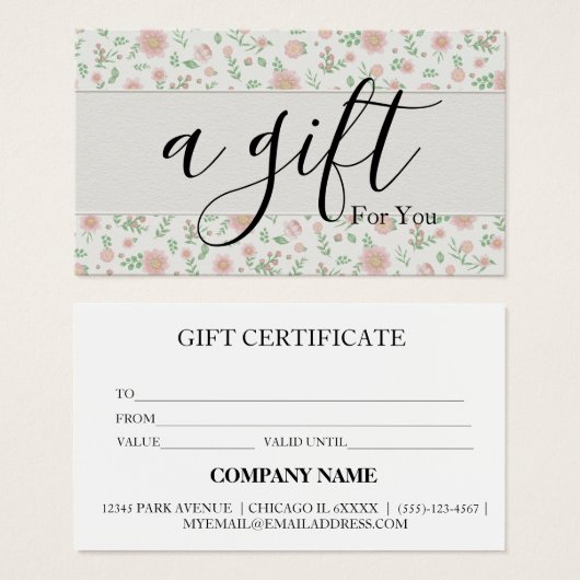 Certificat cadeau d'entreprise simple et moderne (Devant & derrière)