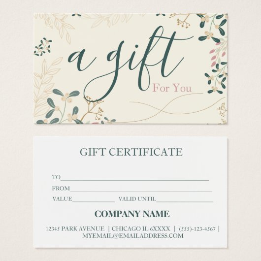 Certificat-cadeau d'entreprise simple et moderne (Devant & derrière)