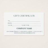 Certificat-cadeau d'entreprise simple et moderne (Dos)