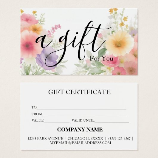 Certificat cadeau d'entreprise simple et moderne (Devant & derrière)