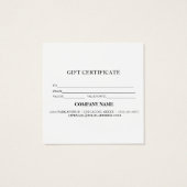 Certificat cadeau d'entreprise simple et moderne (Dos)