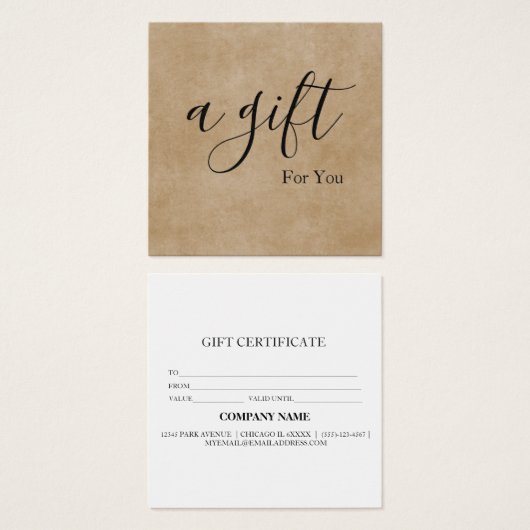 Certificat-cadeau d'entreprise simple et moderne (Devant & derrière)