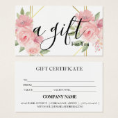 Certificat cadeau d'entreprise simple et moderne (Devant & derrière)