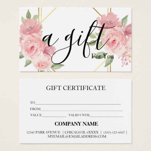 Certificat cadeau d'entreprise simple et moderne (Devant & derrière)