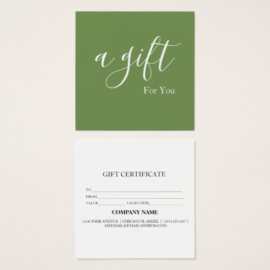 Certificat cadeau d'entreprise simple et moderne (Devant & derrière)