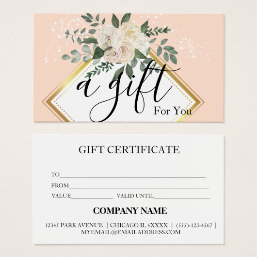 Certificat cadeau d'entreprise simple et moderne (Devant & derrière)