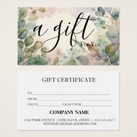 Certificat cadeau d'entreprise simple et moderne (Devant & derrière)