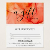 Certificat cadeau d'entreprise simple et moderne (Devant & derrière)