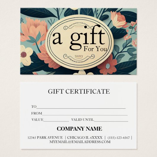 Certificat-cadeau d'entreprise simple et moderne (Devant & derrière)