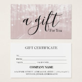 Certificat cadeau d'entreprise simple et moderne (Devant & derrière)