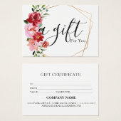 Certificat cadeau d'entreprise simple et moderne (Devant & derrière)