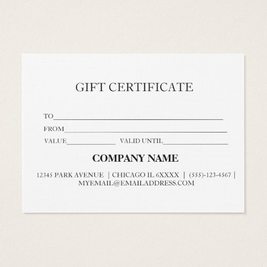 Certificat cadeau d'entreprise simple et moderne (Dos)