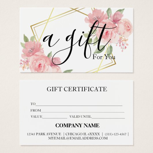 Certificat cadeau d'entreprise simple et moderne (Devant & derrière)