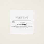Certificat-cadeau d'entreprise simple et moderne (Dos)