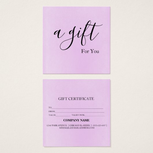 Certificat cadeau d'entreprise simple et moderne (Devant & derrière)