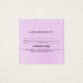 Certificat cadeau d'entreprise simple et moderne (Dos)