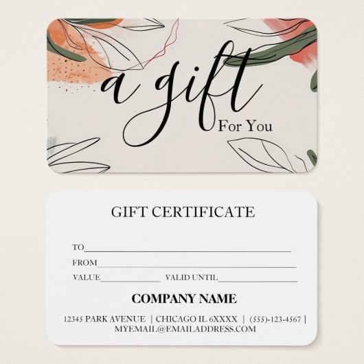 Certificat-cadeau d'entreprise simple et moderne (Devant & derrière)