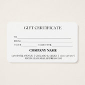 Certificat-cadeau d'entreprise simple et moderne (Dos)