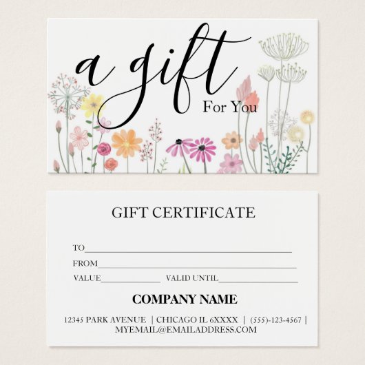 Certificat-cadeau d'entreprise simple et moderne (Devant & derrière)