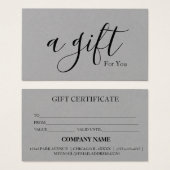 Certificat cadeau d'entreprise simple et moderne (Devant & derrière)