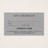 Certificat cadeau d'entreprise simple et moderne (Dos)