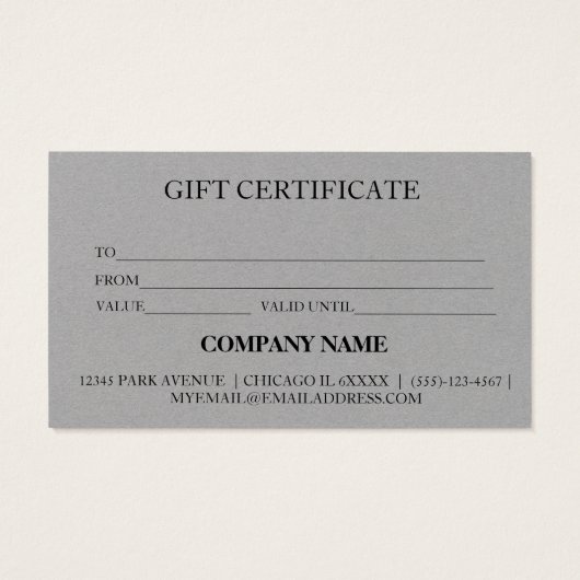 Certificat cadeau d'entreprise simple et moderne (Dos)