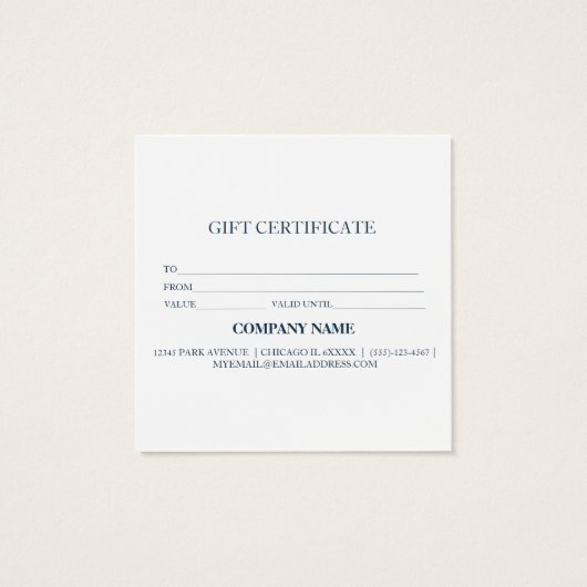 Certificat cadeau d'entreprise simple et moderne (Dos)