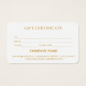 Certificat-cadeau d'entreprise simple et moderne (Dos)