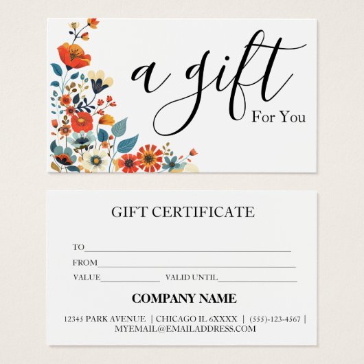 Certificat-cadeau d'entreprise simple et moderne (Devant & derrière)