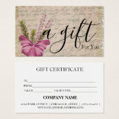 Certificat cadeau d'entreprise simple et moderne (Devant & derrière)