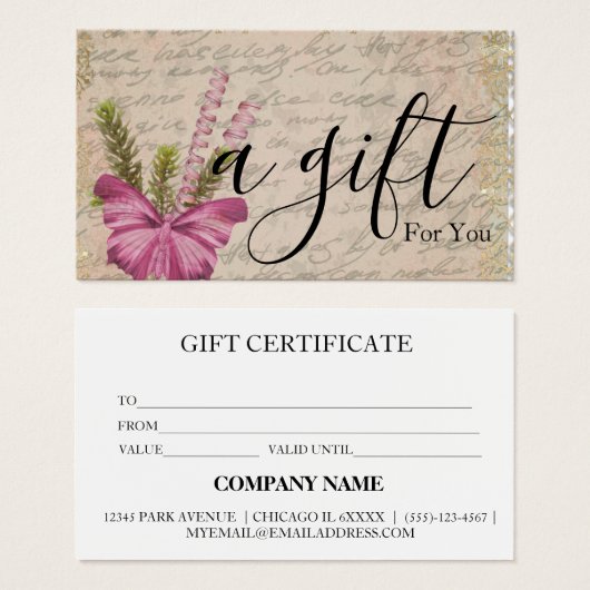 Certificat cadeau d'entreprise simple et moderne (Devant & derrière)