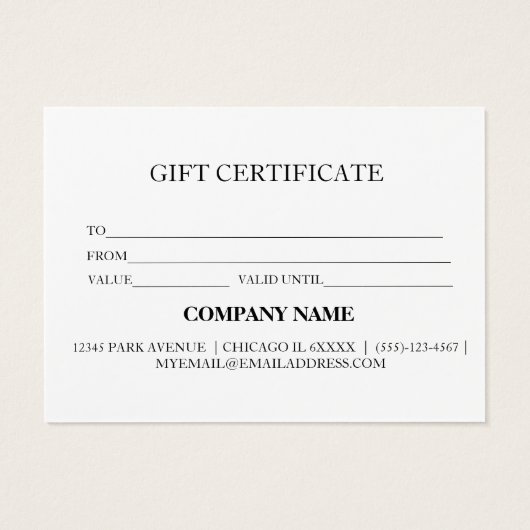 Certificat cadeau d'entreprise simple et moderne (Dos)