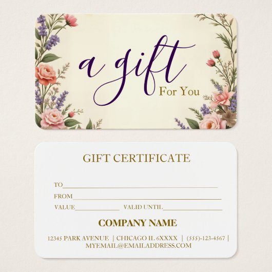 Certificat-cadeau d'entreprise simple et moderne (Devant & derrière)