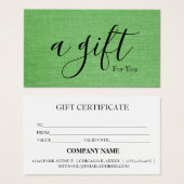 Certificat cadeau d'entreprise simple et moderne (Devant & derrière)