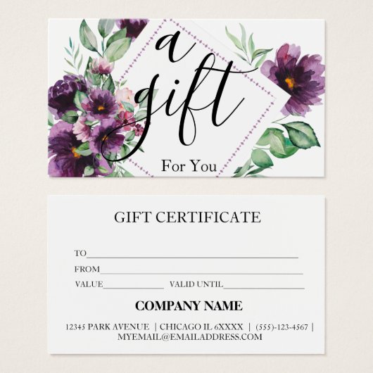 Certificat cadeau d'entreprise simple et moderne (Devant & derrière)