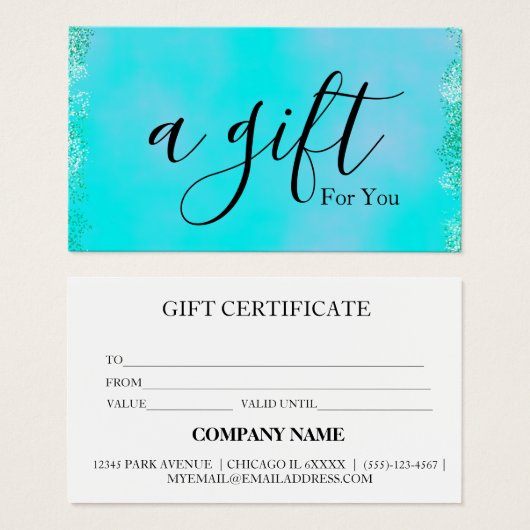 Certificat cadeau d'entreprise simple et moderne (Devant & derrière)