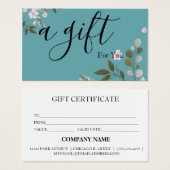 Certificat cadeau d'entreprise simple et moderne (Devant & derrière)